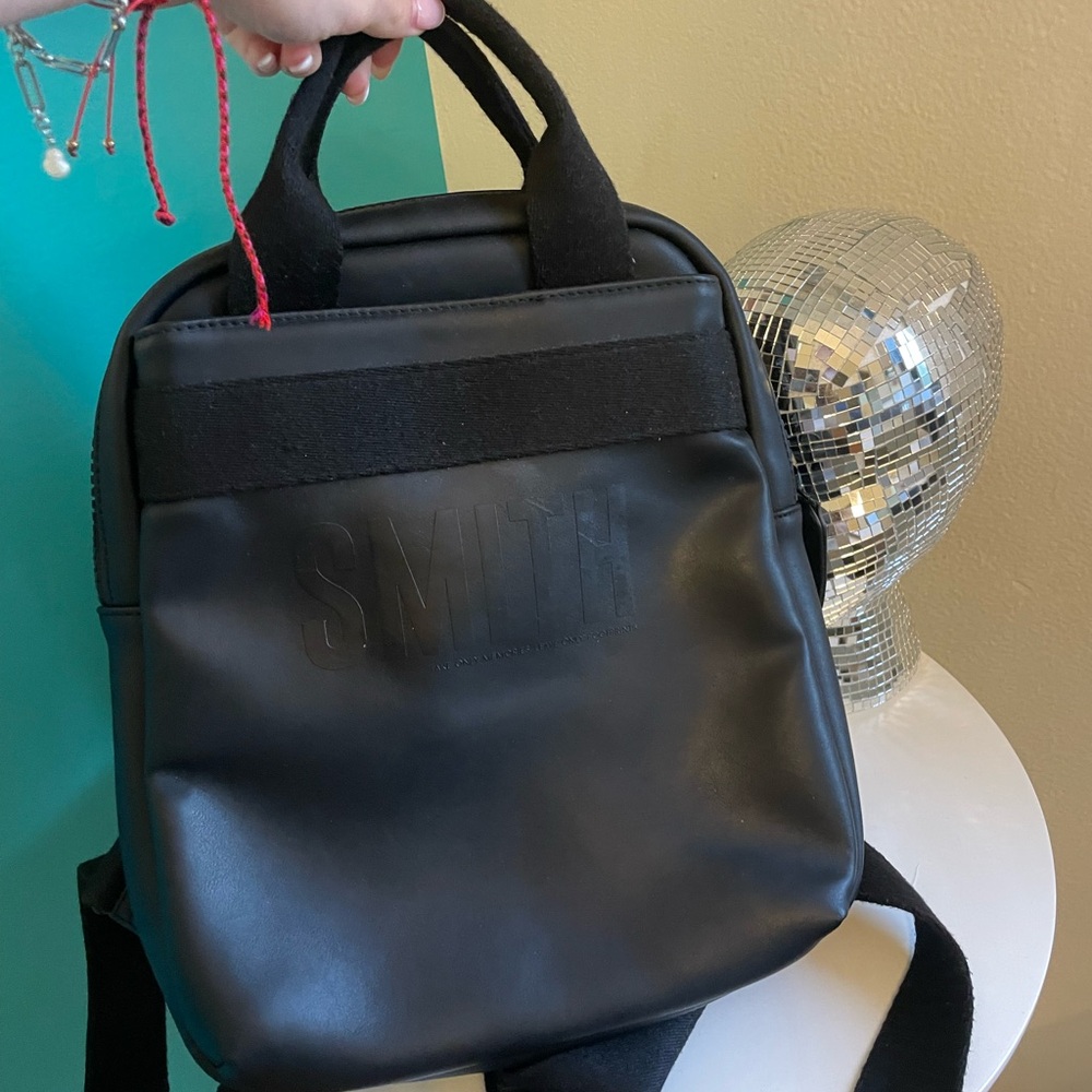 Black Leather Mini Backpack
